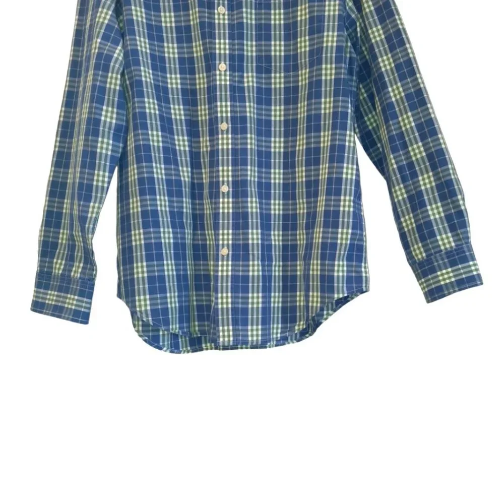 Banana Republic Men's Plaid Shirt Long Sleeve Button Up Sz L Pocket Green/Blue